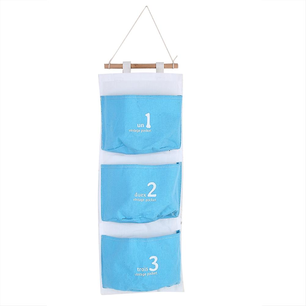 3 Pockets Hanging Storage Shelf Shoes Holder Organizer Rack Space Saving Blue