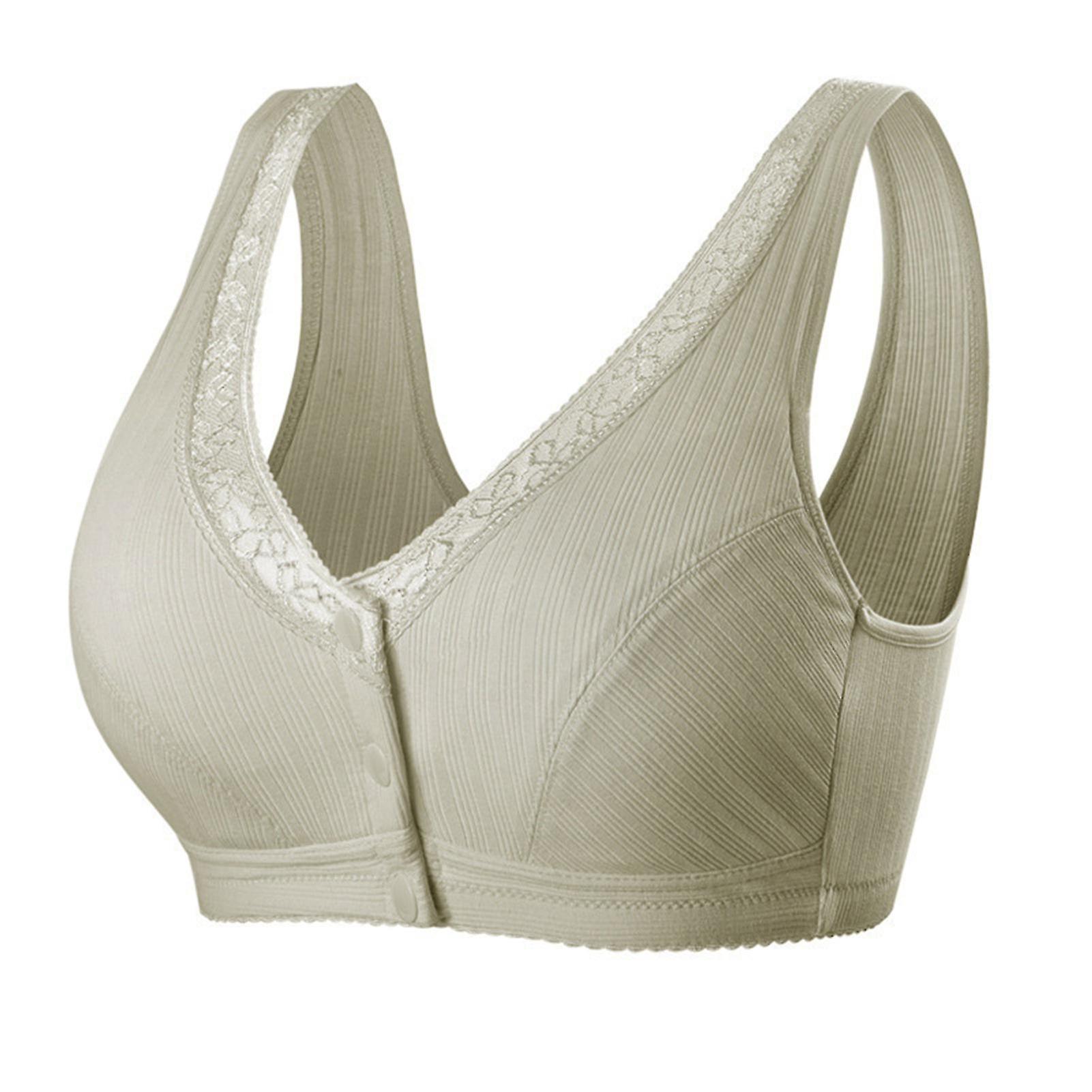 Comfortable Cotton Large Size Bra With Front Button Wireless Underwear Womens Breathable Seamless
