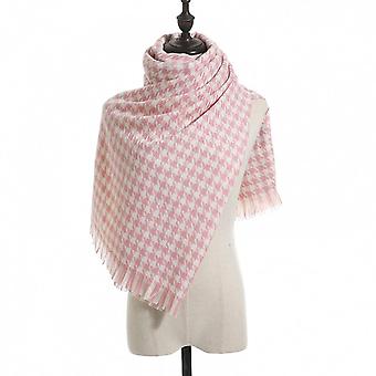 Veeki Cashmere Feel Scarf Soft Winter Buffalo Tartan Tweed Houndstooth Plaid Gift Men WomenPink