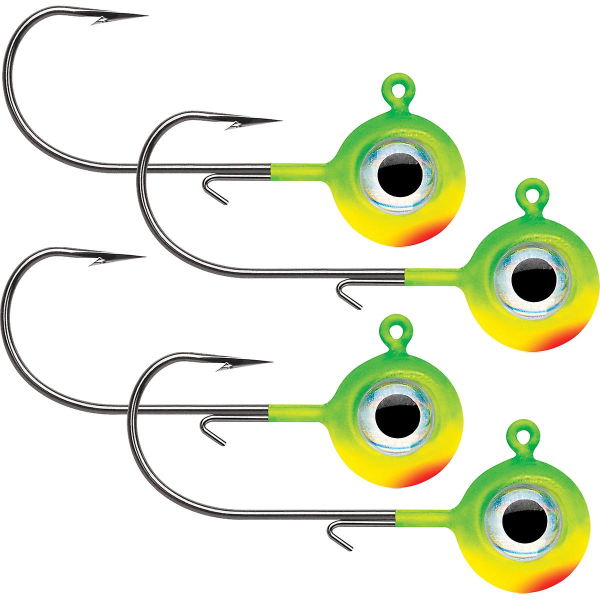VMC Neon Moon Eye 1/8 Oz. 3D Holographic Jig - 4 Pack - Chartreuse Lime Green