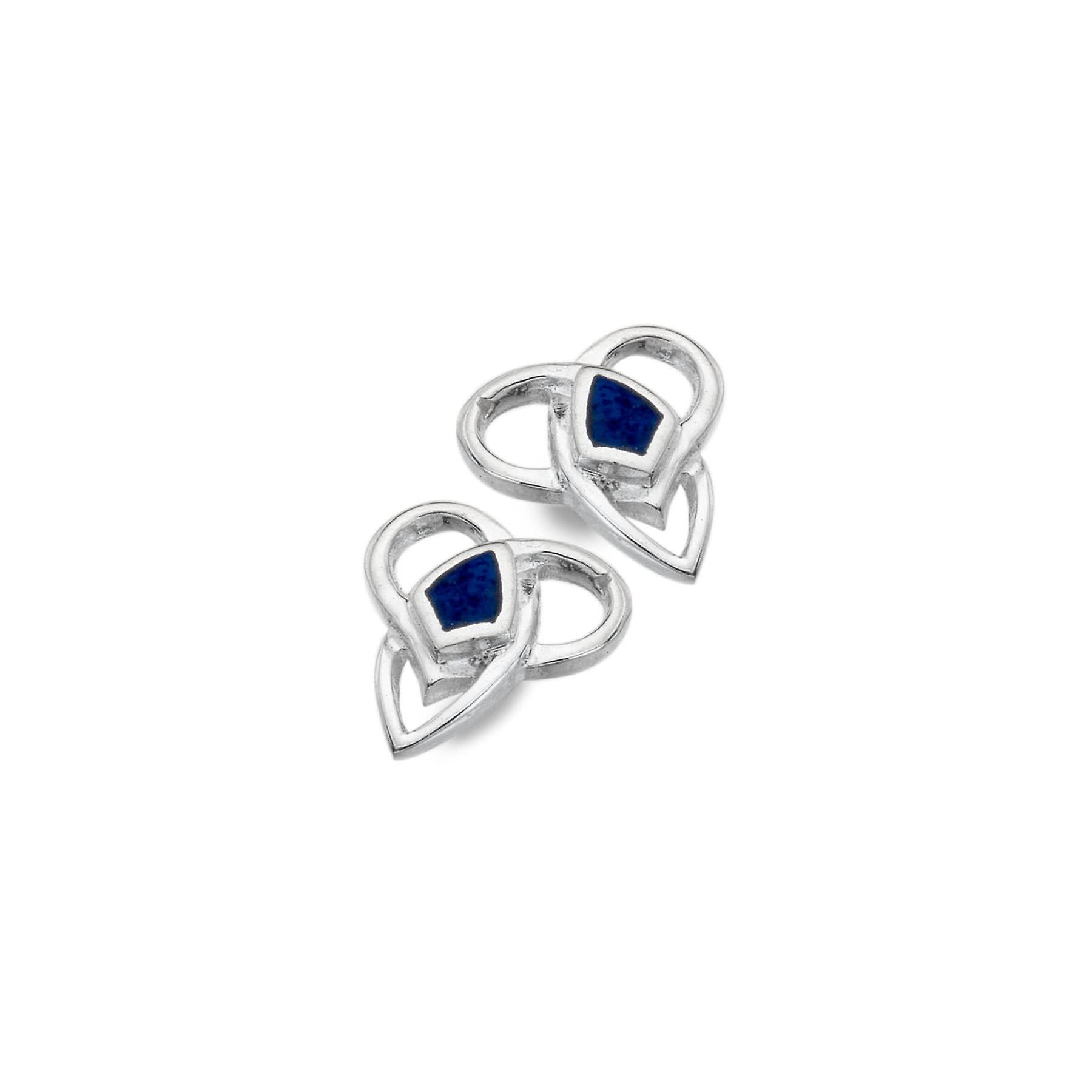 Sterling Silver Stud Earrings - Celtic Heart Shape + Lapis