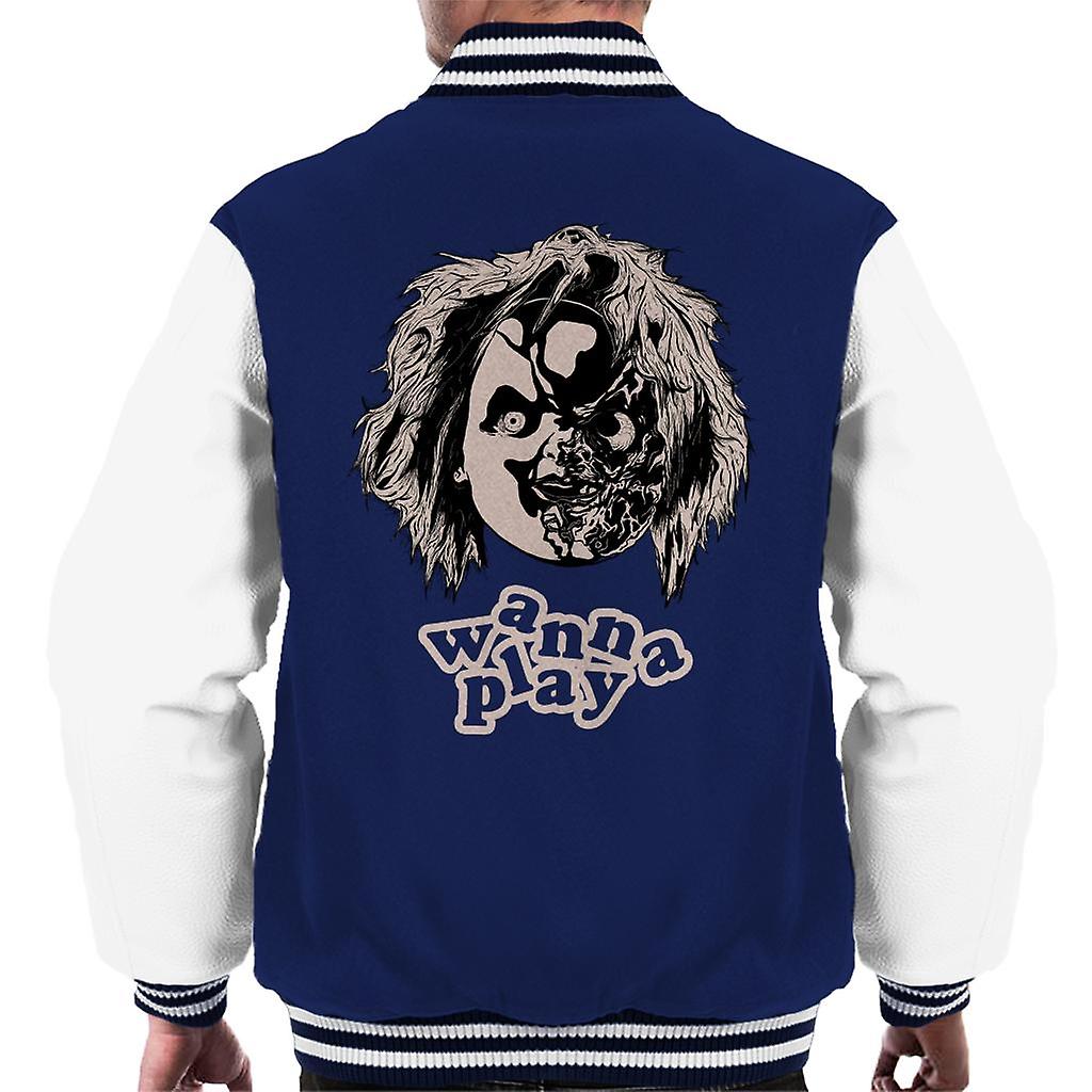 Chucky Half Face Wanna Play Men's Varsity Jacket