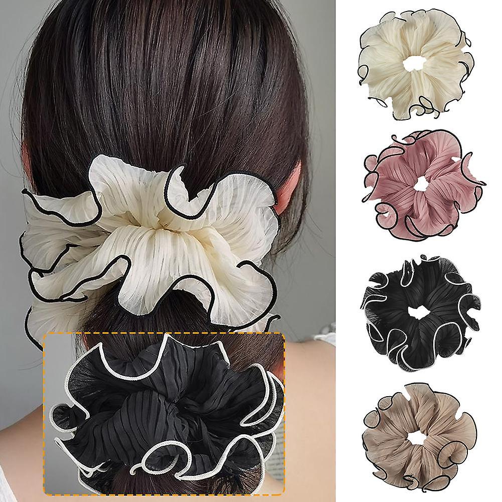 Retro Rimpel Chiffon Scrunchies Geplooide Getextureerde Modieuze Haarband