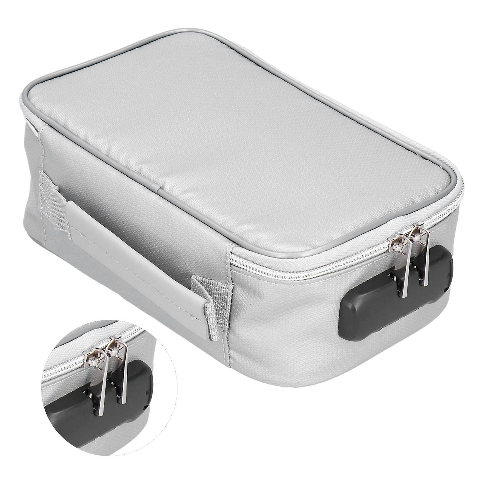 Fireproof Document Bag 24x14x7cm Silver with Lock Portable