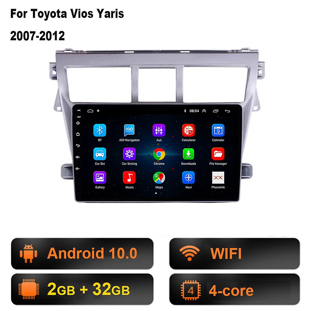 Carplay Android 10 Autoradio-Player für Toyota Vios Yaris 2007 2008 2009 2010-2012 Autoradio Radio GPS Navigation Bt Wifi