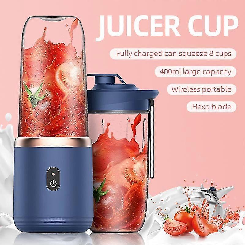 6 Blades Portable Juicer Cup Juicer Fruit Juice Cup Automatic Small Electric Juicer Smoothie Blender Ice Crushcup Food Processor