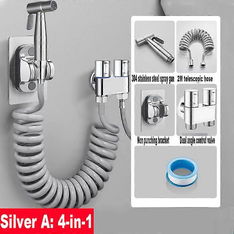 Handheld Toilet Bidet Faucet Sprayer Stainless Steel Bathroom Bidet Spraye Set Hand Sprayer Shower Head Self Cleaning No Punch