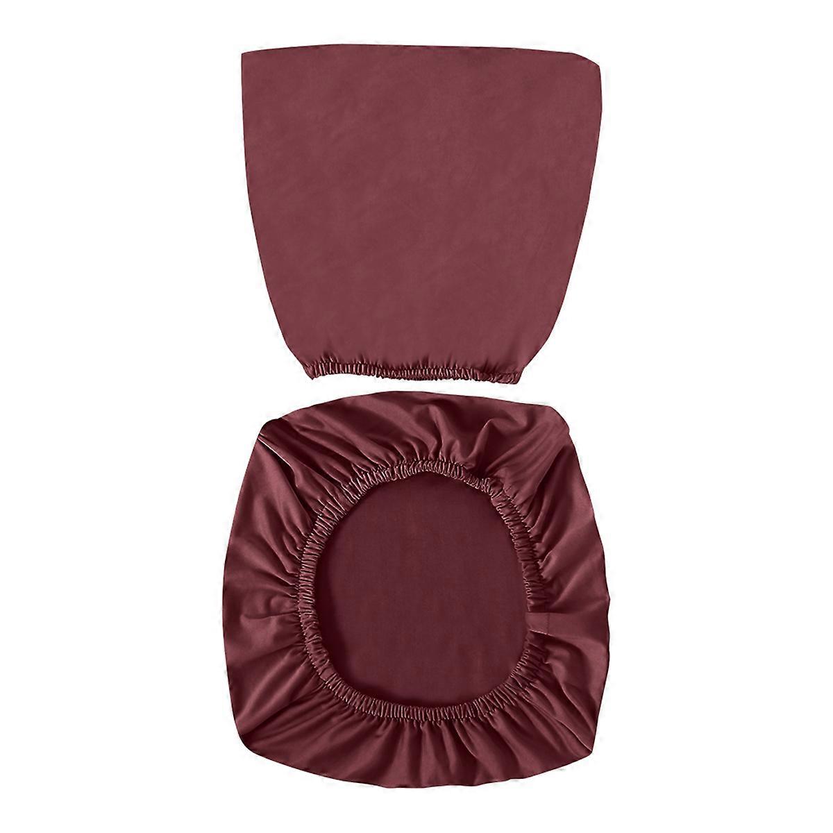 Solid Color Polyester Elastic Split Stretchy Seat Protective Case Removable Chair Cover for Hotel Canteen Office Party Supplies (Claret Style)