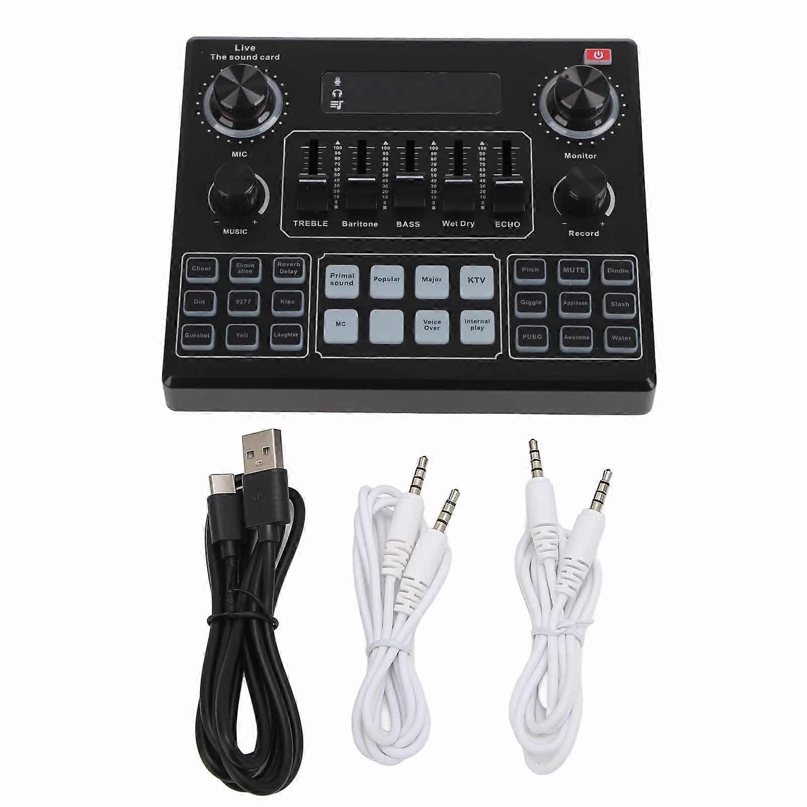 V9 Bluetooth Sound Card Stereo Audio Mixer For Computer Game Mobile Phone Live Broadcast