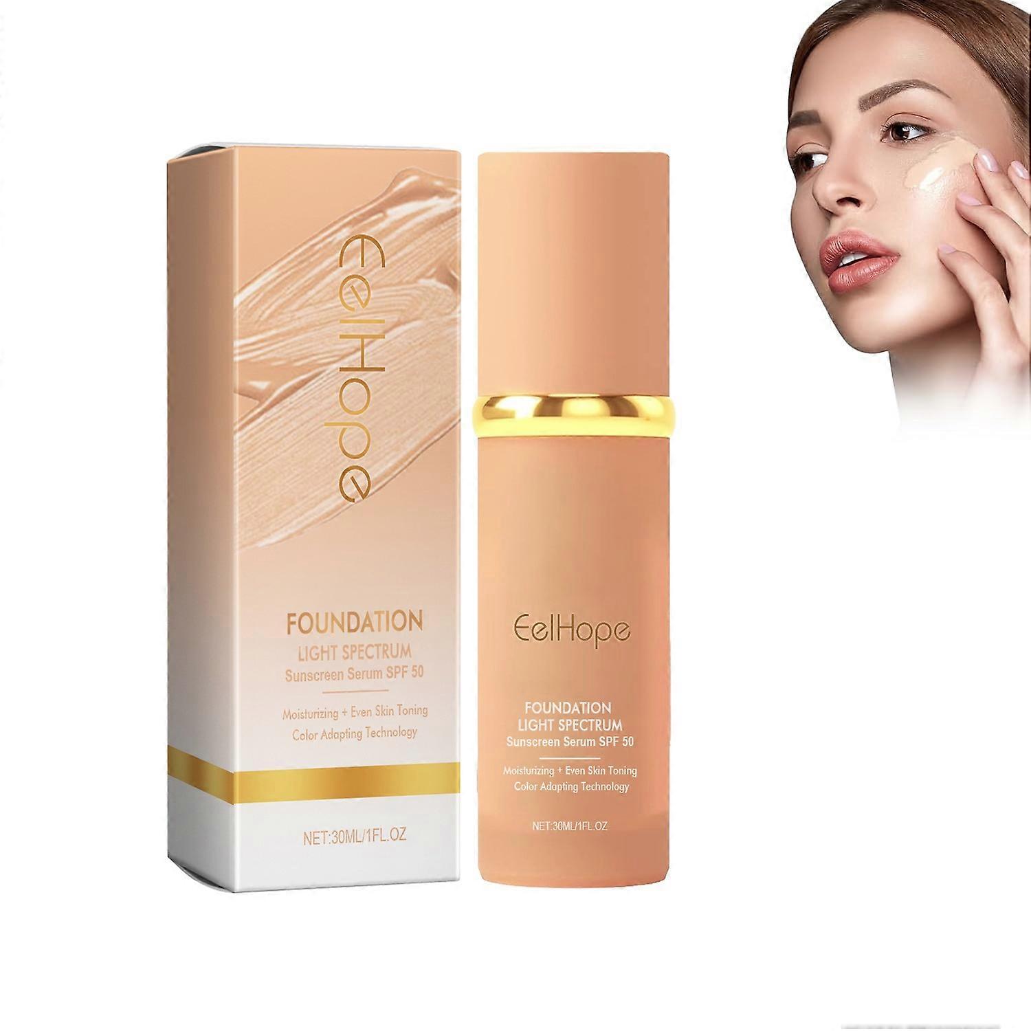 Foundation 4 in 1 Light Spectrum with SPF50+, Hydrating Medium Full Coverage Concealer, Longwearing & Waterproof, for Gym, Sports, Dancing