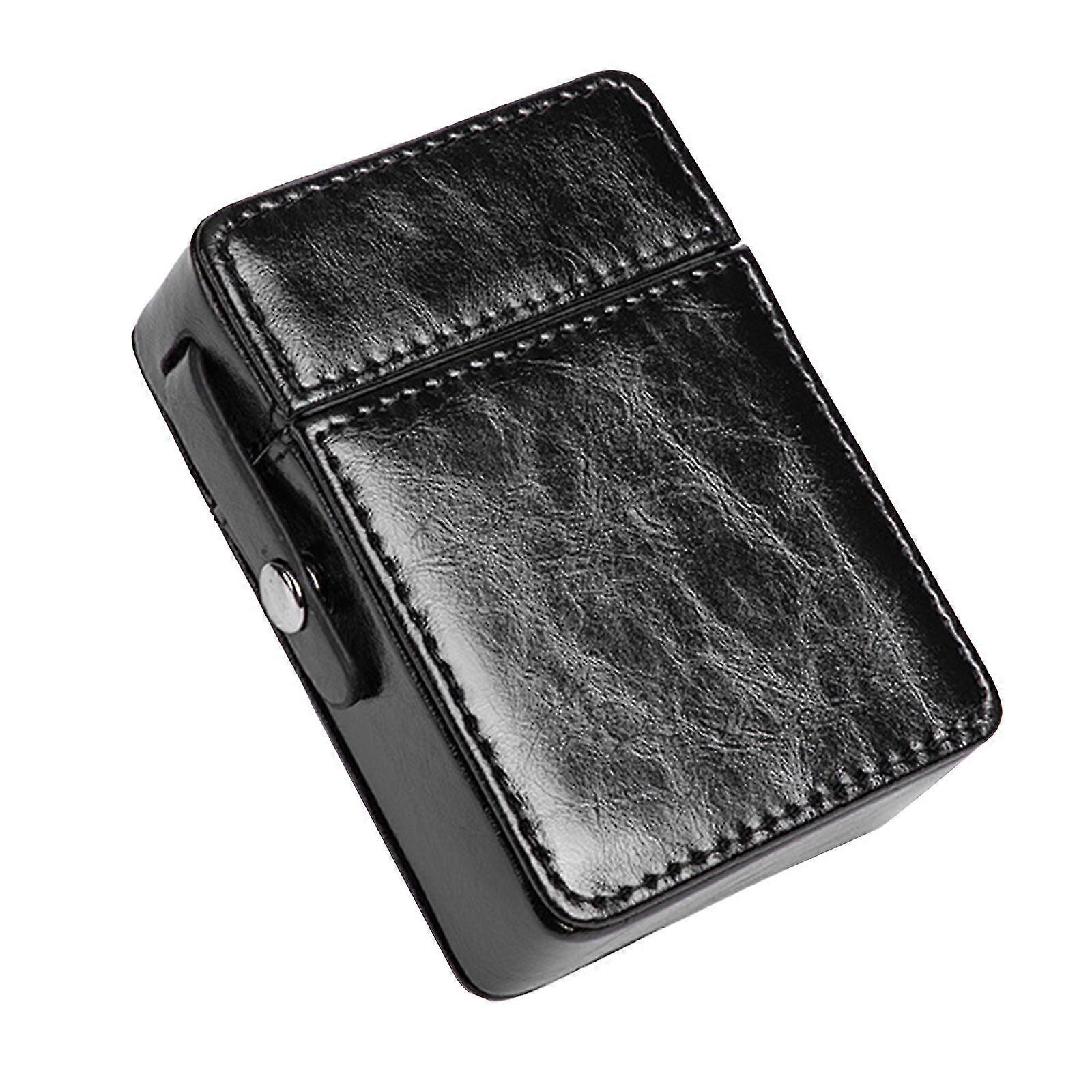 Étui à cigarettes portable en cuir PU avec support de briquet Simple Anti-rayures Étui de rangement Flip Pochette à tabac protectrice Js