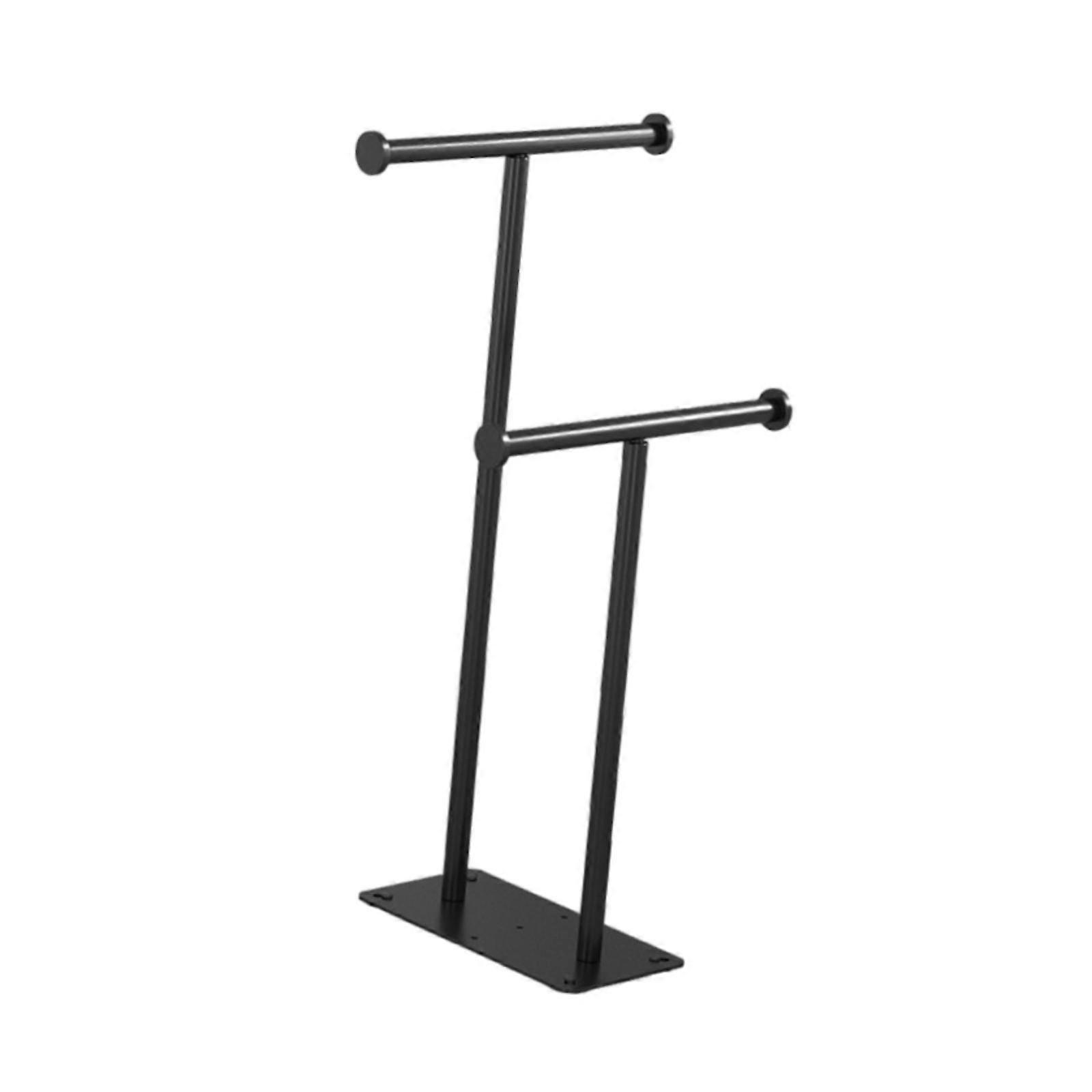 Towel Rack 2 Tier Floor Towel Rack Self Assembly Vertical Towel Holder Stand without tray