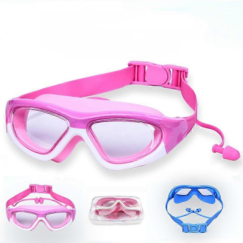 Children's Swim Goggles Anti-fog Large Frame Suitable Silicone One-piece Earplugs For 3-14 Years Old
