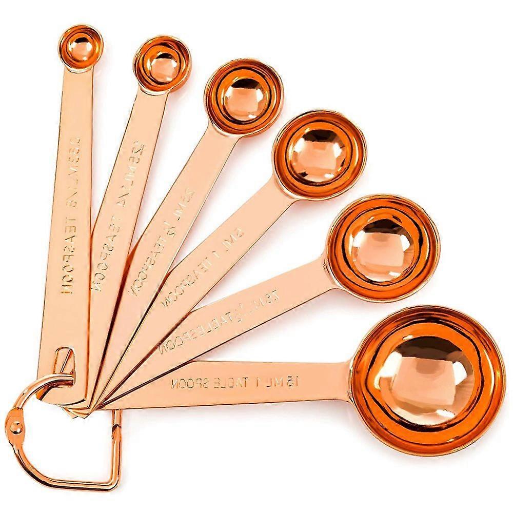 Copper Measuring Spoons, Set of 6 - sturdy & lightweight. Copper-Plated Top-Qual