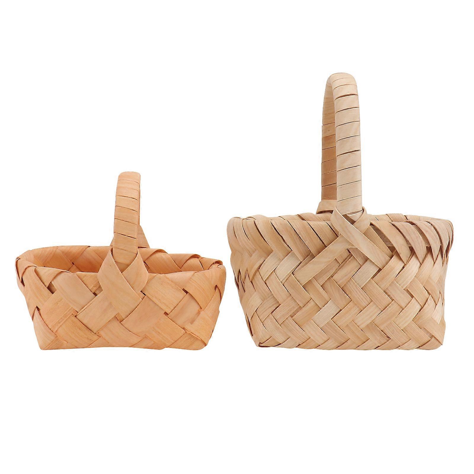 2Pcs Decorative Flower Baskets Mini Baskets Adornments Wedding Props Khaki
