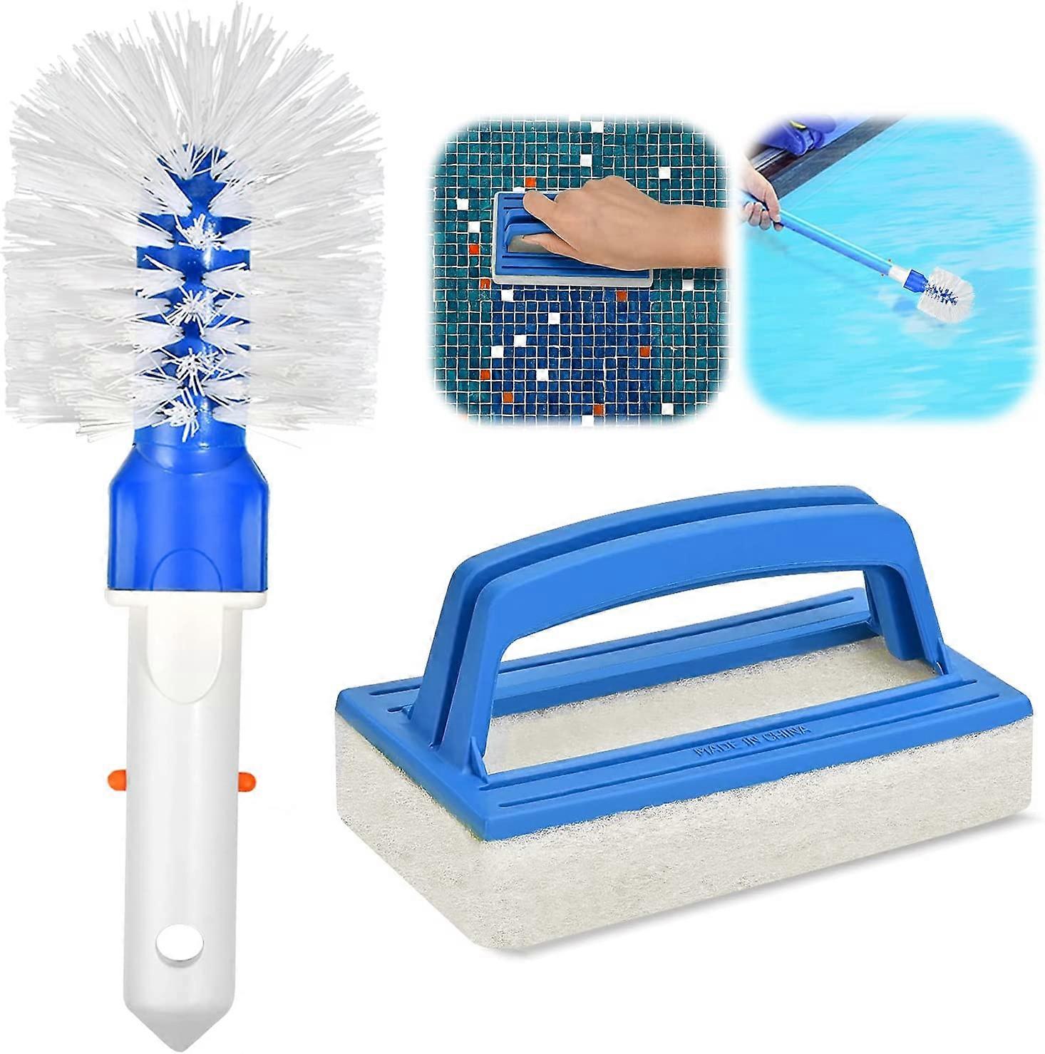 Dereine Set of 2 Pool Brushes - Sponge - Algae Cleaning Brush - Suitable for Cleaning Dirt and Moss for Spa, Small Pools, Tubs
