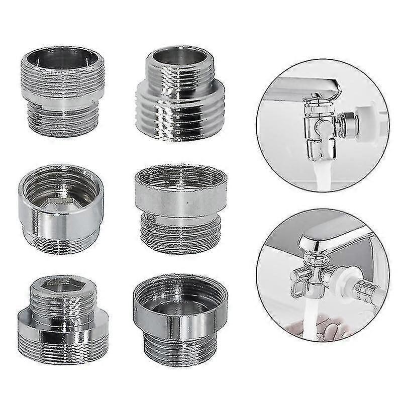 Uxcell M24 To M24 Female Thread Water Faucet Adapter | 3pcs Brass Connector, Silver Tone, With Gaskets - View #14