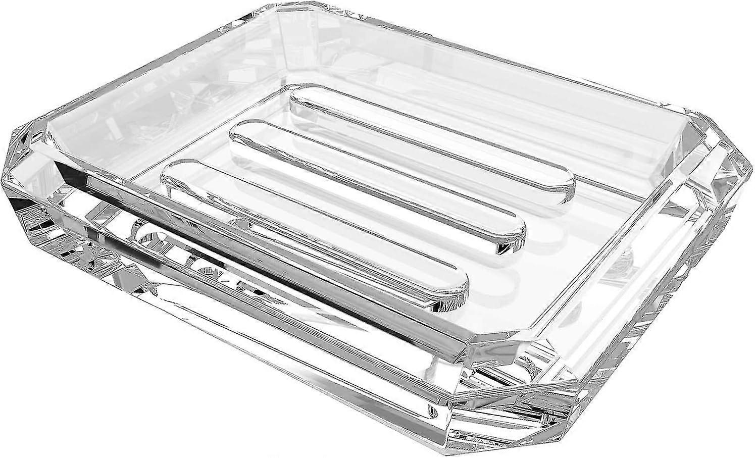 Rectangular Bathroom Glass Soap Dish Transparent