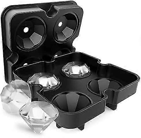 Kitchen Tools & Gadgets New 4 Cavity Diamond Shape 3d Ice Cube Mold Maker Bar Party Silicone Trays Chocolate Mold Kitchen Tool - Multi-function Kitche