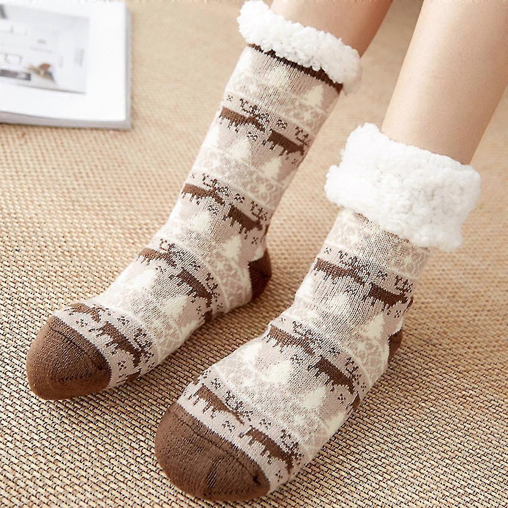 Kvinnor Rådjur Mysiga Toffel Strumpor Fleece Lång Xmas Mjuk Varm Golv Socka -NMAOV