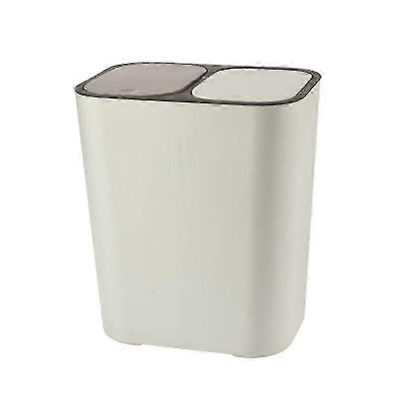 Trash Can Rectangle Plastic Push-button Dual Compartment 12liter Recycling Waste