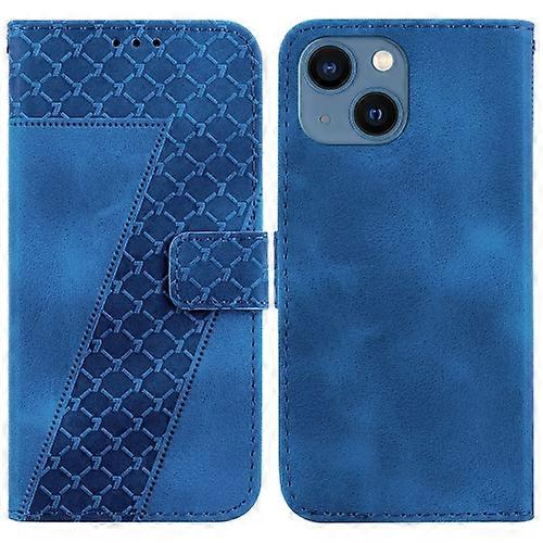 For iPhone 15 7-shaped Embossed Leather Mobile Phone Case