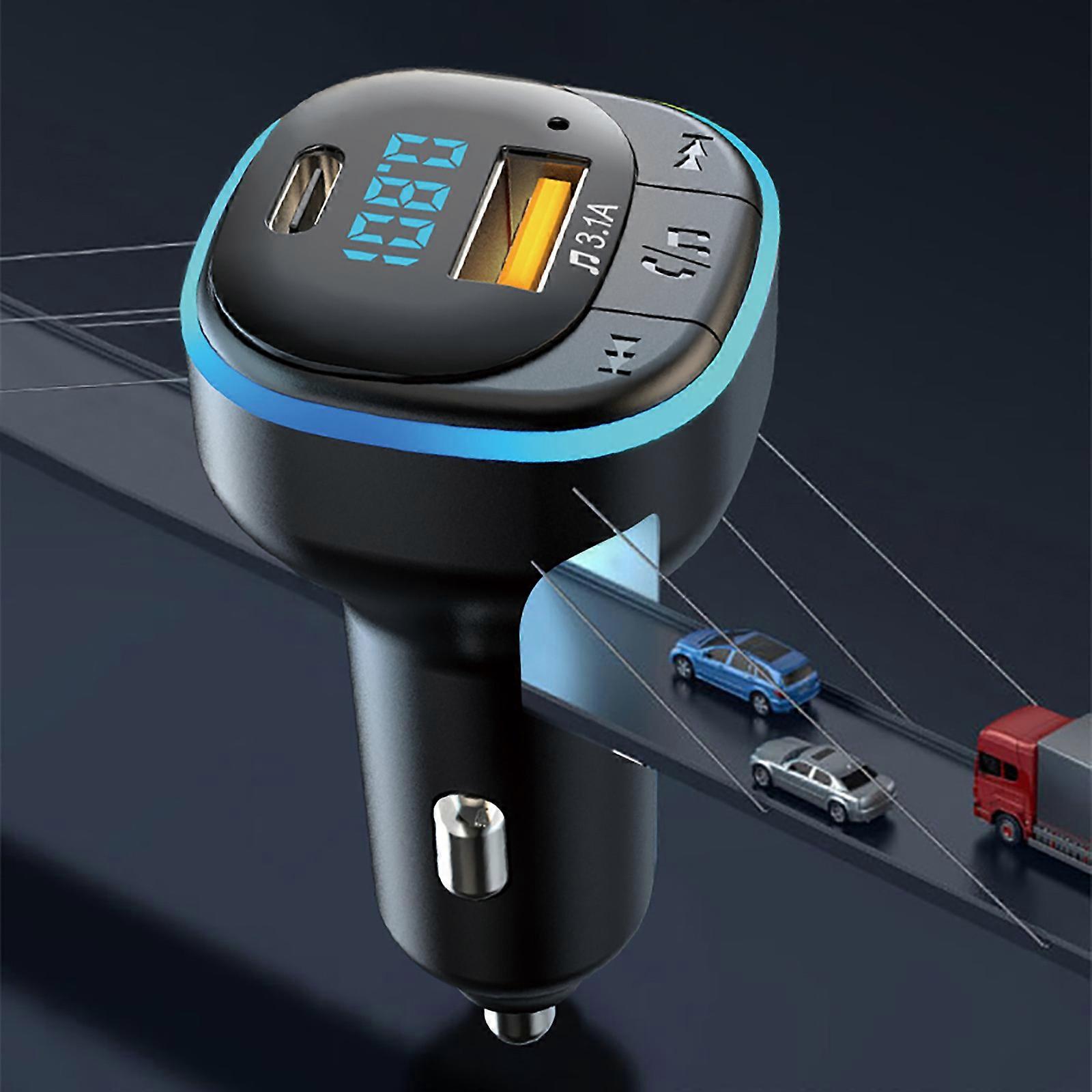 Multi-Functional Car Charger,FM Transmitter,Radio Adapter, Bluetooth 5.0 Music Player, With Hands-free Call, USB Interface And Type-C Interface 240123