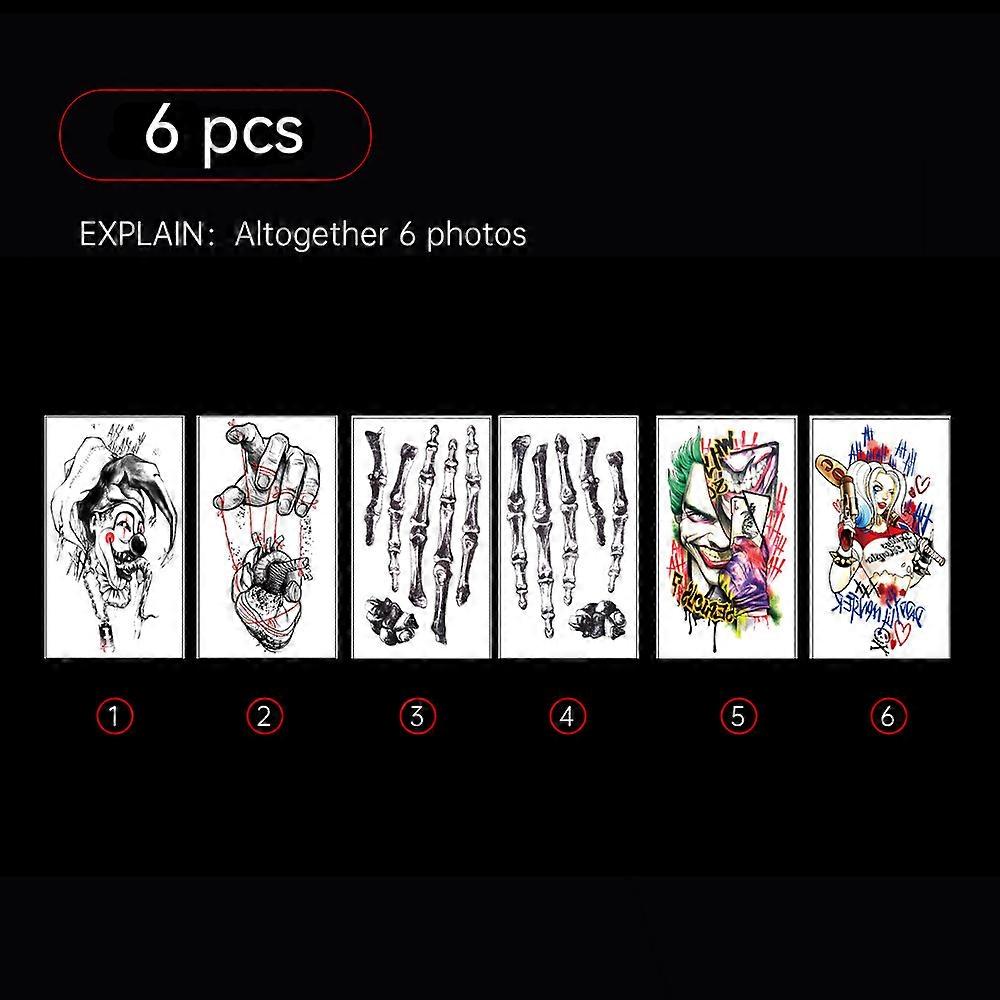 ליל כל הקדושים מדבקות קעקוע זמניות עמיד למים מדבקות DIY טרור מוות גולגולת גוף זומבי צלקת קעקוע איפור פנים תפאורה למסיבה