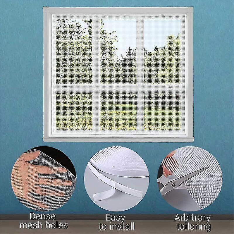 Mosquito Net Window Net Insect Screen With Adhesive Strips, Fly Bug Mosquito Mesh Screen Protection, Mosquito Nets For Window White (1.5x1.3m) 2 Piece