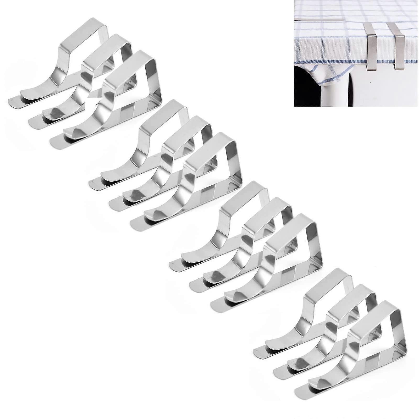 12 Pcs Table Cloth Clips Adjustable Table Cover Clamps Trapezoid Rustproof Table Cloth Holders for Outside Home Dining Picnic Party