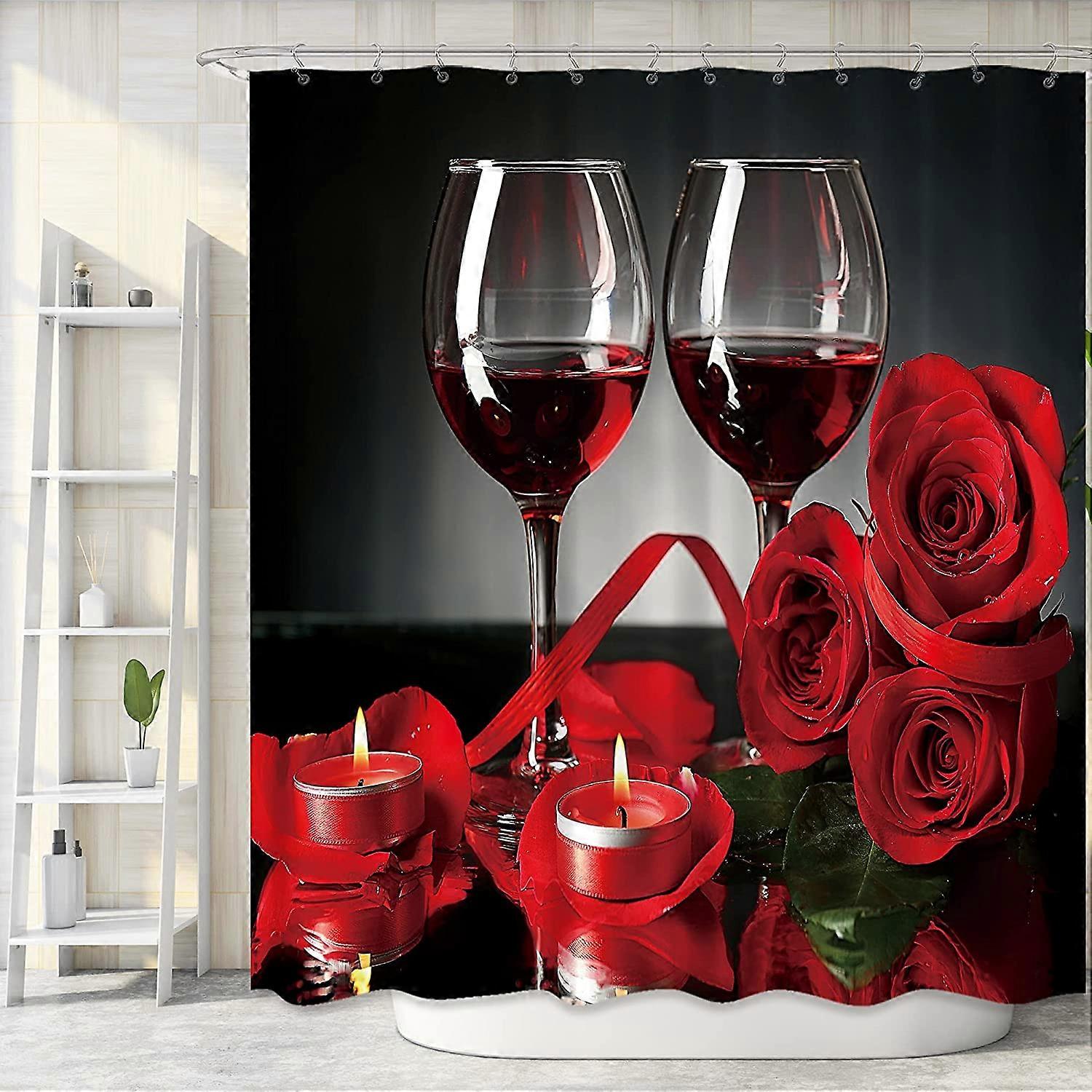 Red Rose Wine Shower Curtain for Bathroom