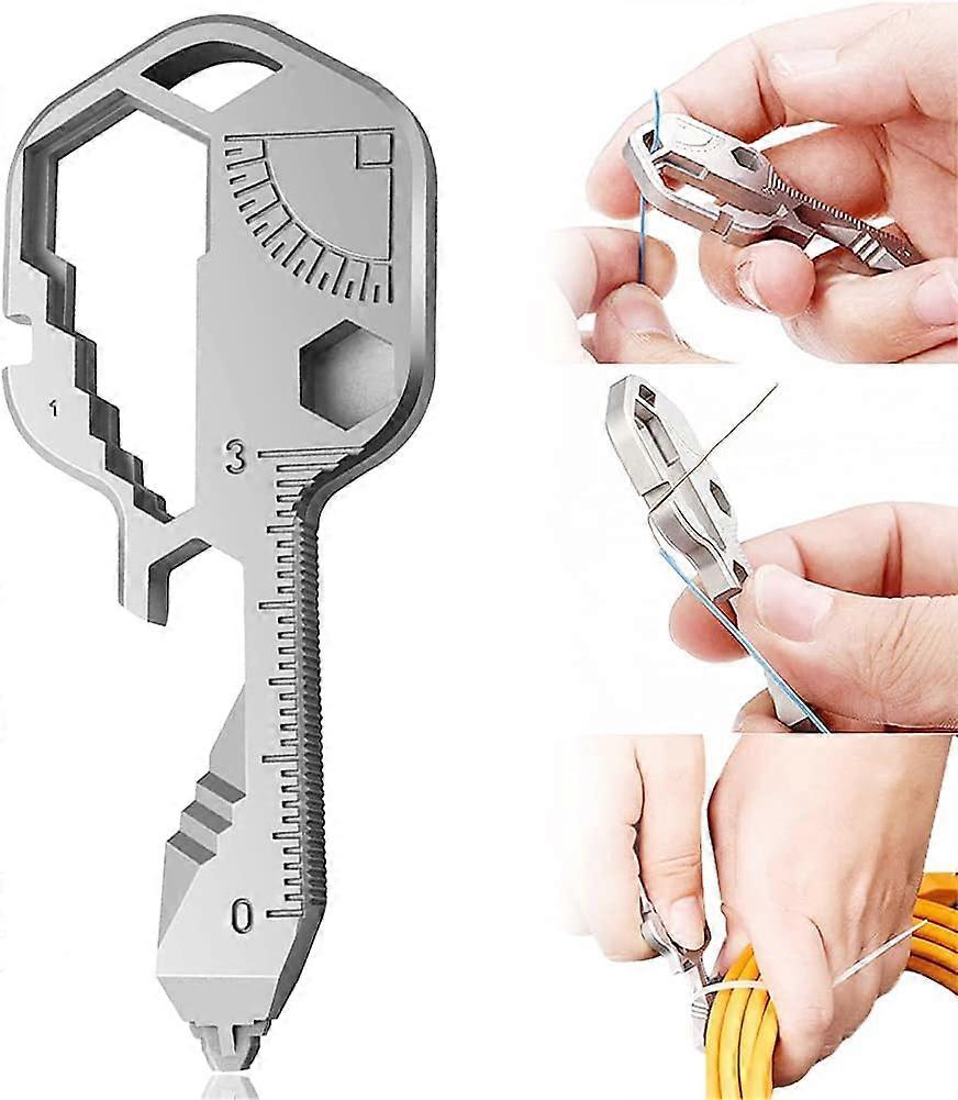 24 in 1 Multifunction Wrench Tool, Multifunction Key Ring, Stainless Steel Wrench Tool, Strap Screwdriver, Wire Stripper, Wrench, Bottle Opener, 70*29