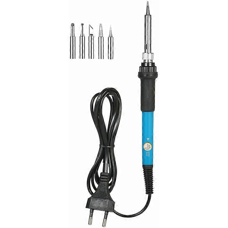 60W Electric Soldering Iron with Adjustable Temperature + 5 Replacement Soldering Tips