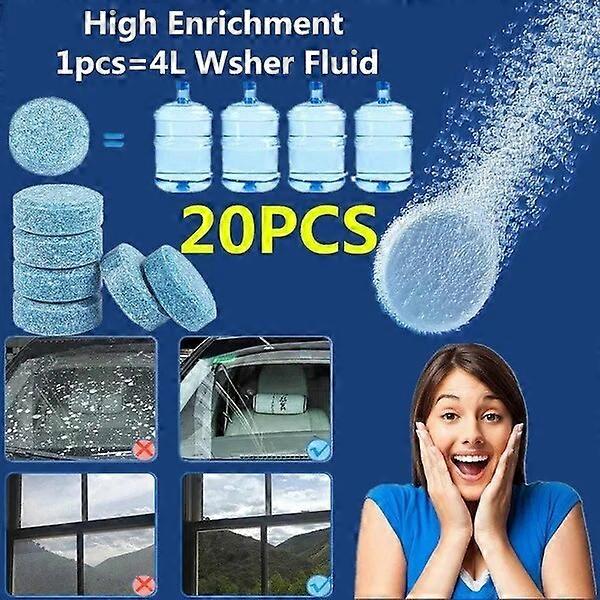 20 יחידות / סט רכב רכב שמשה קדמית חתיכת סבון מוצק זכוכית חלון כביסה ניקוי צבע נייר כסף מגן טבליות תוססות