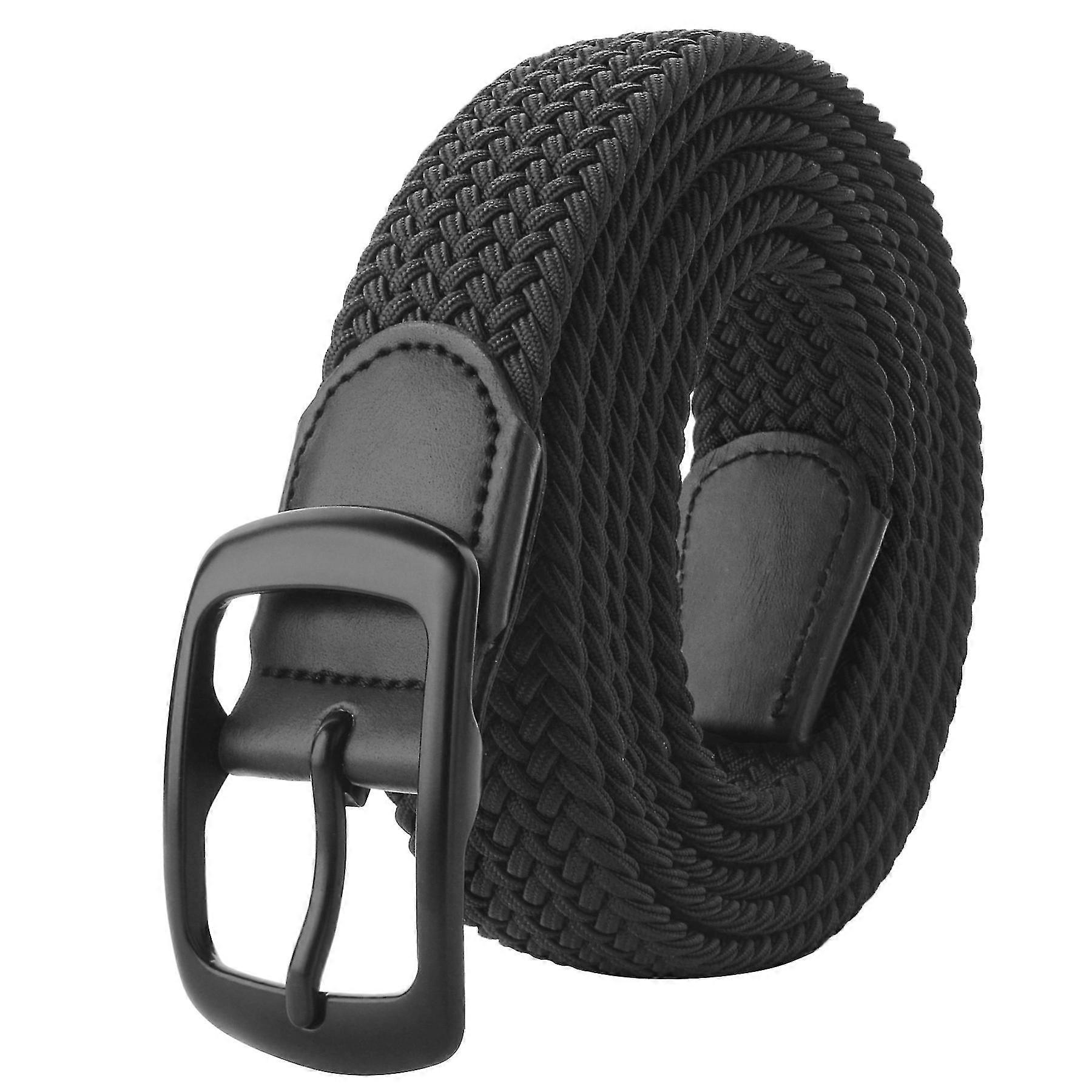 Drizzte Plus Size 100-190cm 190cm 63'' 67'' 71'' Long Black Braided Elastic Stretch Belt Mens Metal Buckle For Big And Tall Man