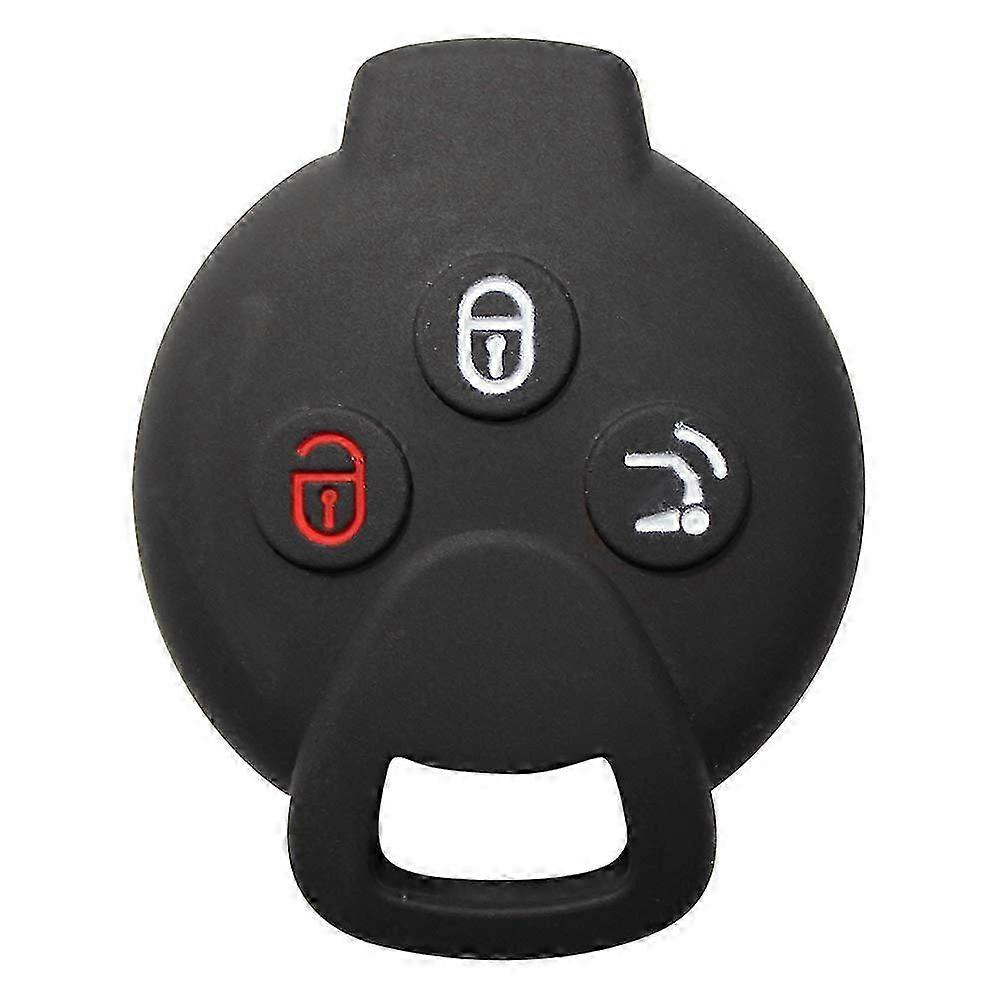 Silicone Car Key Case for SMART 451 FORTWO FORFOUR ROADSTER 3 Button Remote Car Key (Black)