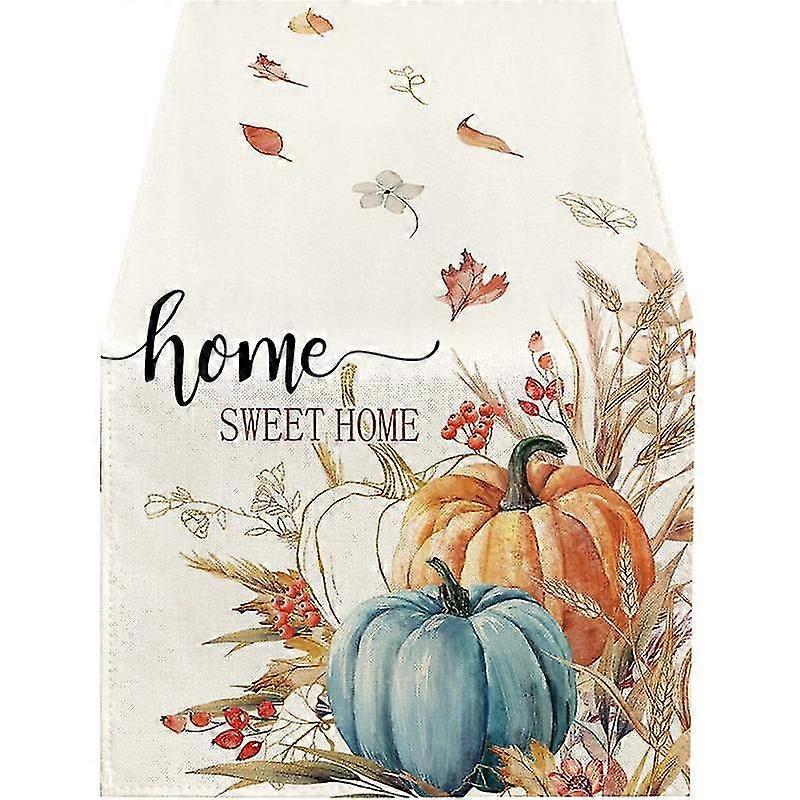 Automne Eucalyptus Feuilles Citrouilles Table Runner, Automne Thanksgiving Cuisine Décoration de table à manger pour intérieur C