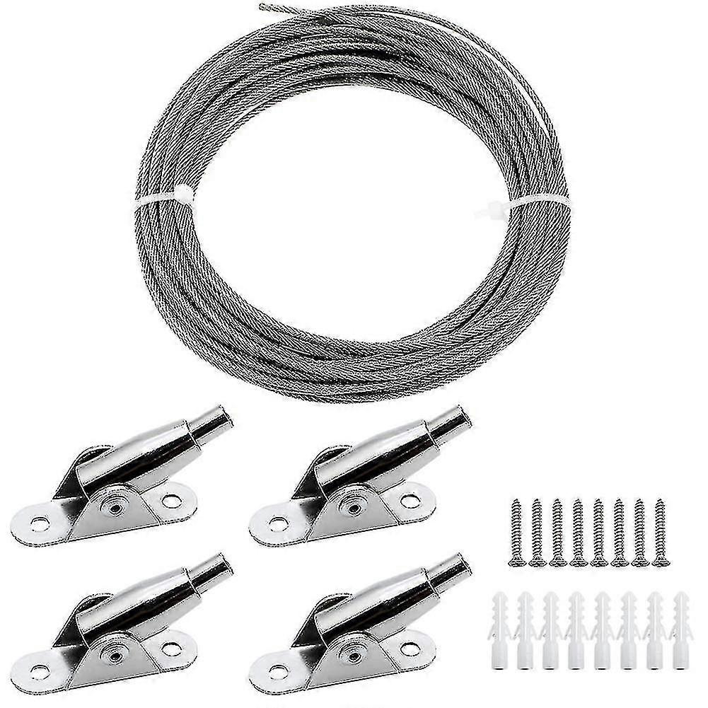 10m 不锈钢丝绳涂层 2 mm 钢绳可调节窗帘绳带安装