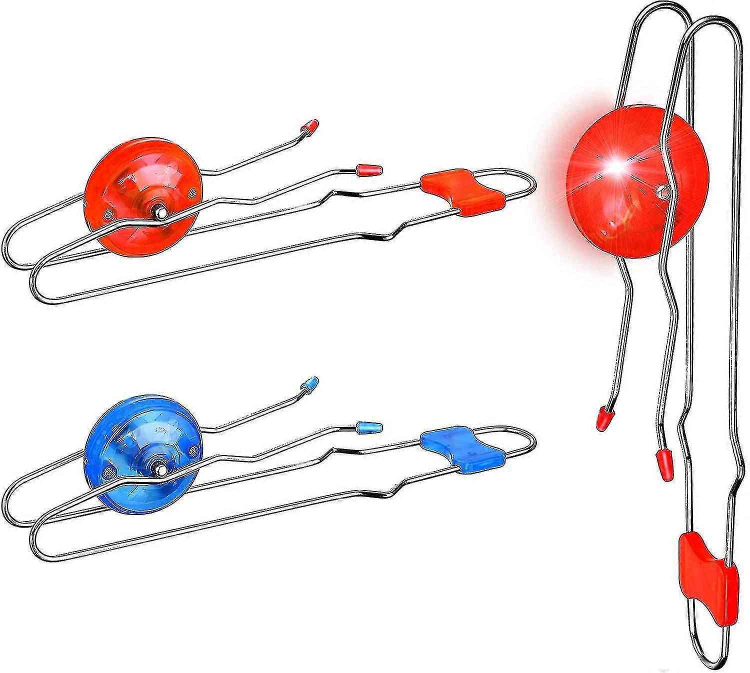 2 Pieces Retro Magic Rail Twirlers Flashing Gyro Wheel Magnetic Yoyo Toy With Mesmerizing Rotating (red, Blue)
