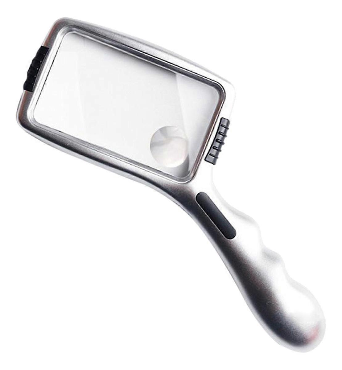Reading Magnifier with LED Light,3x/10x Rectangular Magnifier with Light,Rectangular Handheld Magnifier Sub-Lens 10x Elderly Reading Identification(Wi