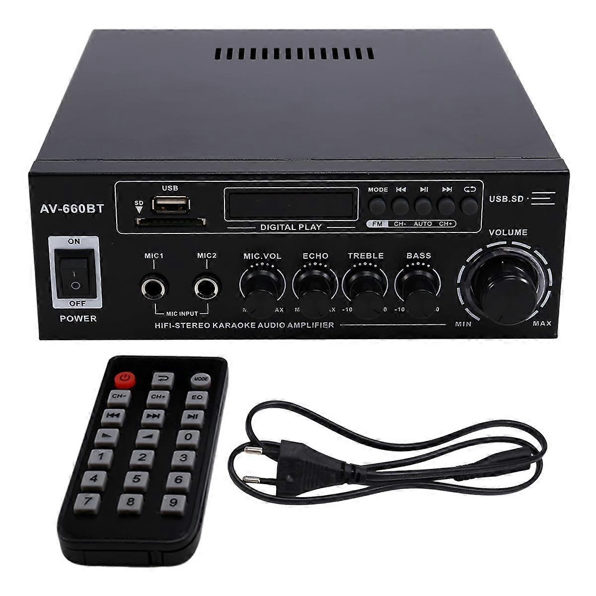 AV660BT Bluetooth Sound Amplifier Power Amplifier Support Bluetooth, FM Radio, USB, SD Card & Du