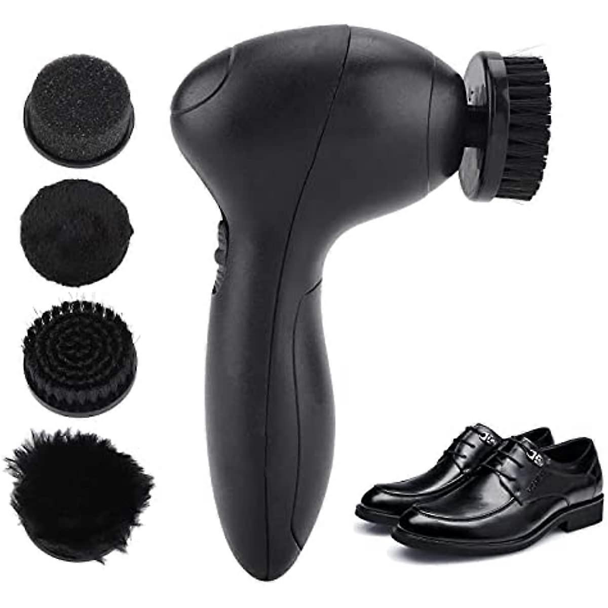 Electric Shoe Polisher Kit,Handheld Versatile Low Noise Shoe Polisher Brush Shoe Shiner Dust Cleaner with 4 Kinds of Brush Heads,Portable Shoe Polish