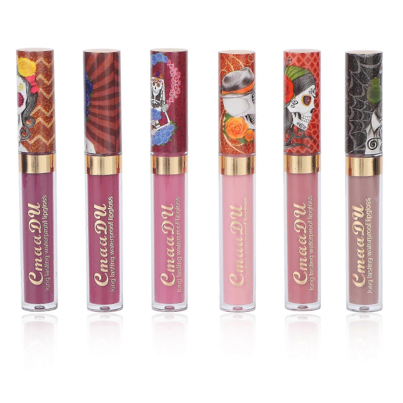 6pcs 3ml Matte Nude Lipstick Set Matte Liquid Long Lasting Imperméable à lèvres Lips Gloss Set