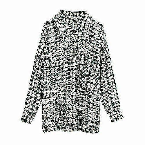 Elegant Plaid Tweed Jackets Coats
