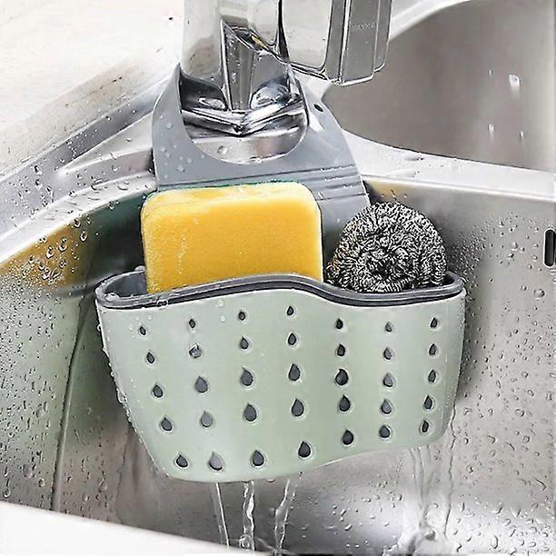 Space-Saving Kitchen Sponge Holder - Adjustable Sink Caddy and Draining Rack