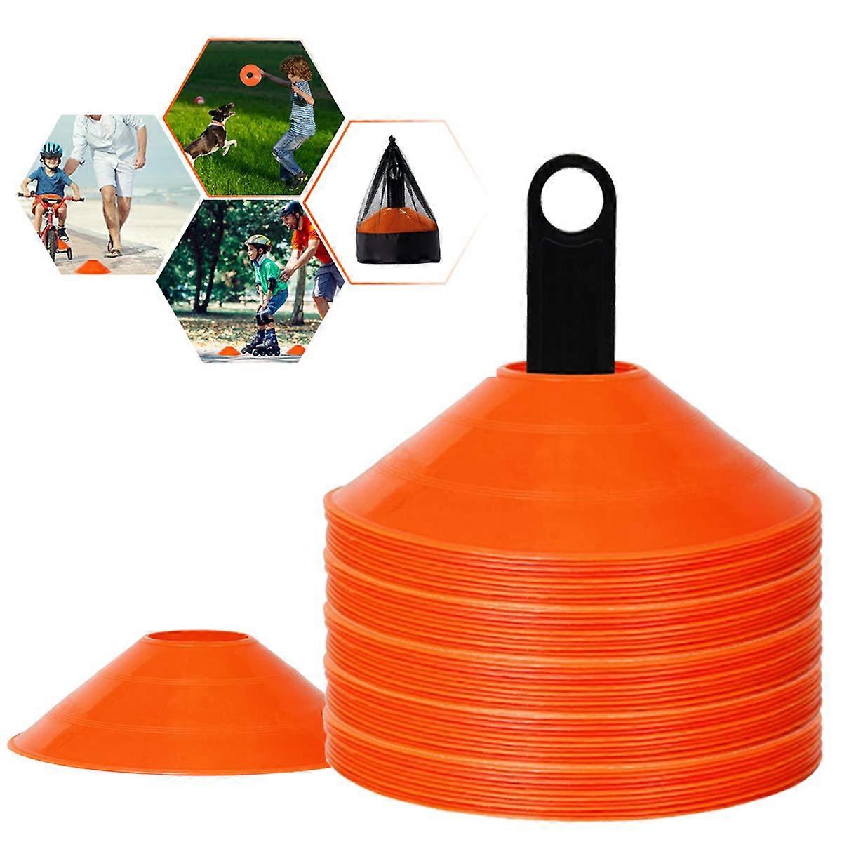 معدات تدريب مخاريط كرة القدم - مخاريط خفة الحركة مع حقيبة شبكية أنيقة وحامل للرياضة (مجموعة من 20)