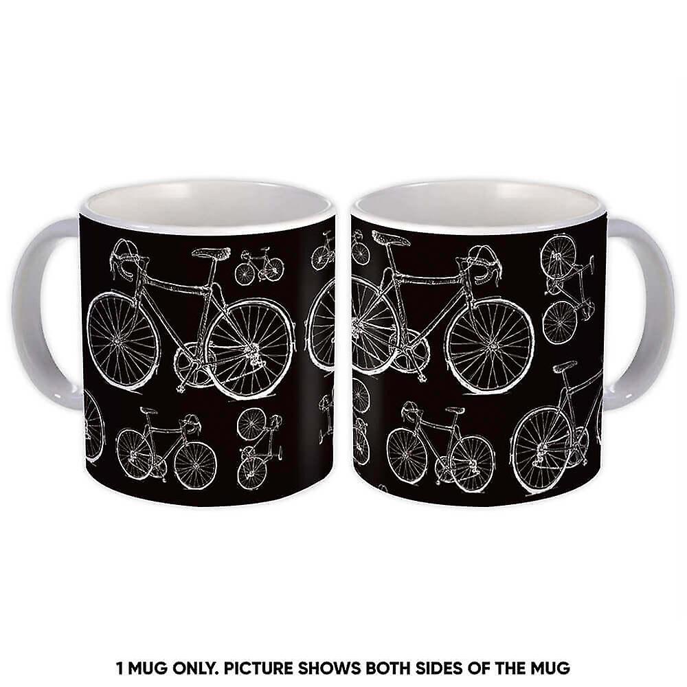 Gift Mug: Retro Bicycle Pattern Black