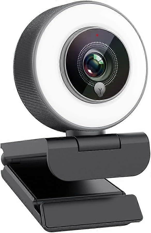 1080P HD Webcam with Adjustable Ring Light and Mic