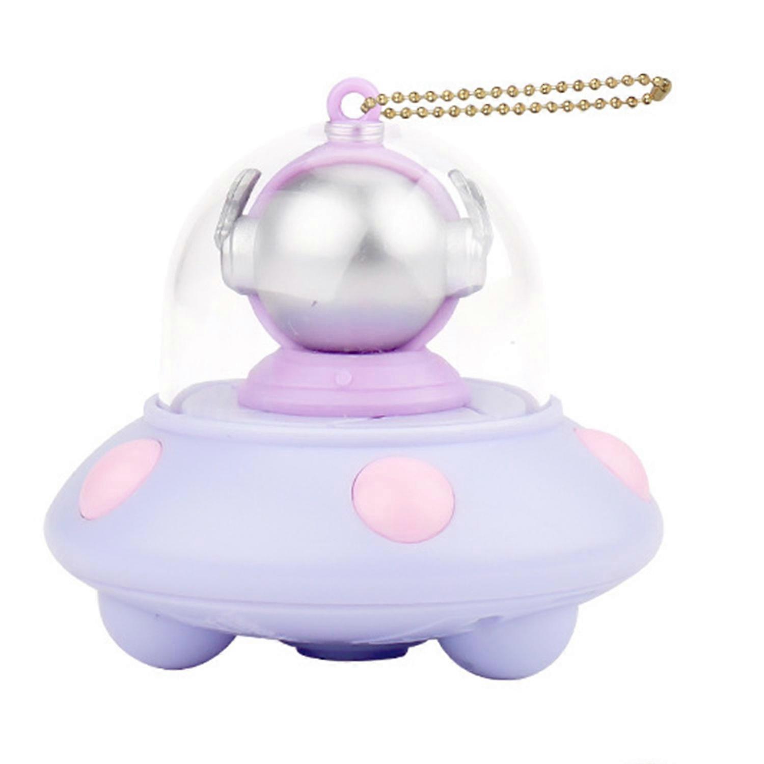 Spaceship Flying Saucer Keychain 8 Patterns Projection Rotatable Cute Colorful Lights Pendant Toy