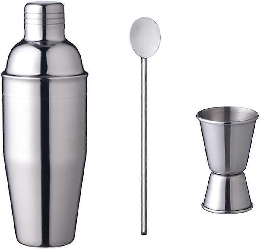 3pcs Cocktail Shaker Mixer Professional Bar Tools Bartender Tools Bar Set with 750ml Cocktail Shaker 15/30ml Measuring Jigger Mixing Spoon